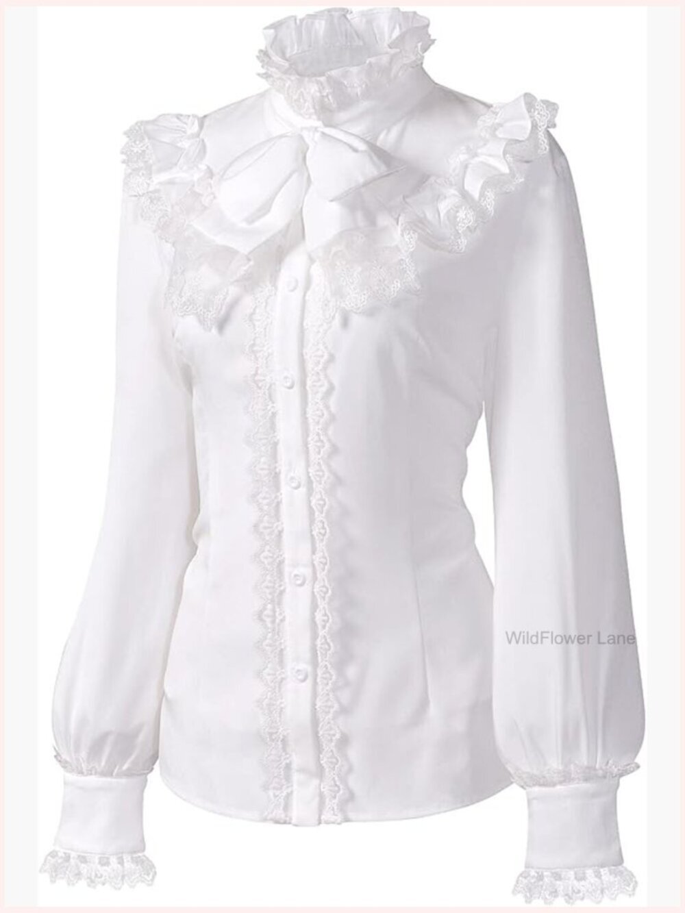 Vintage Medieval Lotus Blouse Long Sleeve Steampunk Victorian Ruffle Lace Top